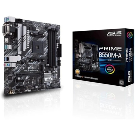 Asus Prime B550M-A Placa Base AMD Ryzen M.2, PCIe 4.0, HDMI, D-Sub, DVI, SATA III, USB-A 3.2, DVI-D,
