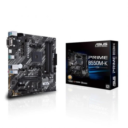 Asus Prime B550M-K Placa Base AMD Dual M.2, PCIe 4.0, 1 Gb Ethernet, HDMI, D-Sub, DVI, SATA 6 Gbps, USB-A 3.2 Gen 2