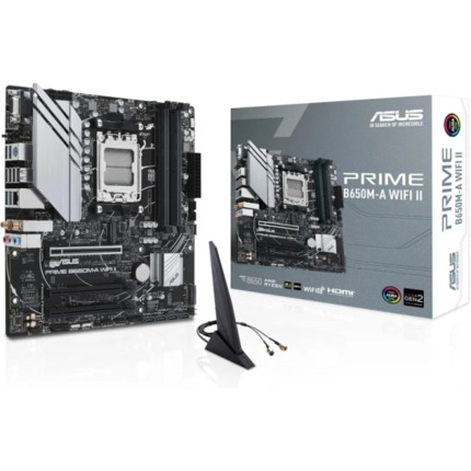 Asus Prime B650M-A WIFI II Placa Base AM5 Wi-Fi 6, M.2 PCIe 5.0, Realtek 2.5Gb Ethernet, Puertos USB 3.2 Gen 2, USB 3.2 Gen 1 Type-CÂ® Frontal