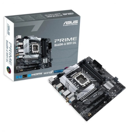 Asus Prime B660M-A WiFi D4 Placa Base Intel 1700 4x DDR4 - WiFi, Bluetooth, HDMI, M.2, PCIe3.0, 4.0, 4x Sata III, USB 3.2, MicroATX