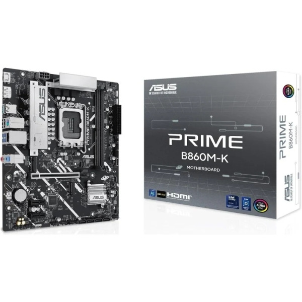 Asus Prime B860M-K Placa Base Intel LGA 1851 - 2x DDR5, 2x M.2, PCIe 4.0, 4x SATA III, HDMI, USB 2.0, 3.2, RJ-45 - Factor de For