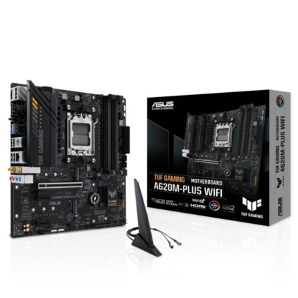 Asus TUF Gaming A620M-PLUS WIFI Placa Base AM5 - WiFi, Bluetooth, 4x DDR5, 2x M.2, 4x SATA III, PCIe 3.0, RJ-45, USB-A, USB-C - Factor de Forma MicroATX