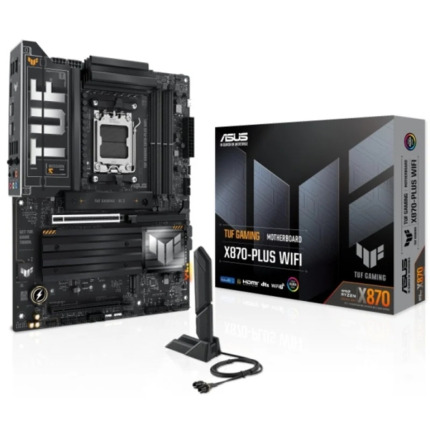 Asus TUF Gaming X870-PLUS WIFI Placa Base AM5 - WiFi, Bluetooth, HDMI, 4x DDR5, 2x SATA III, 4x M.2, PCIe 4.0, USB 2.0, 3.2, RJ-45, DisplayPort - Factor de Forma ATX
