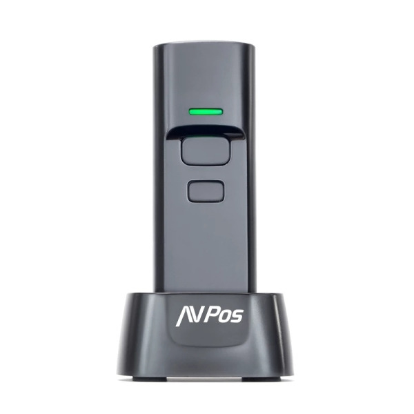 AVPos BT03 Lector de Codigos Portatil - CÃ³digos 1D, 2D y QR - USB, Wireless 2.4 y Bluetooth - 1100mAh - Base Incluida - Color N