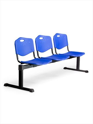 Bancada Pozohondo 3 plazas con asiento en plástico inyectado azul