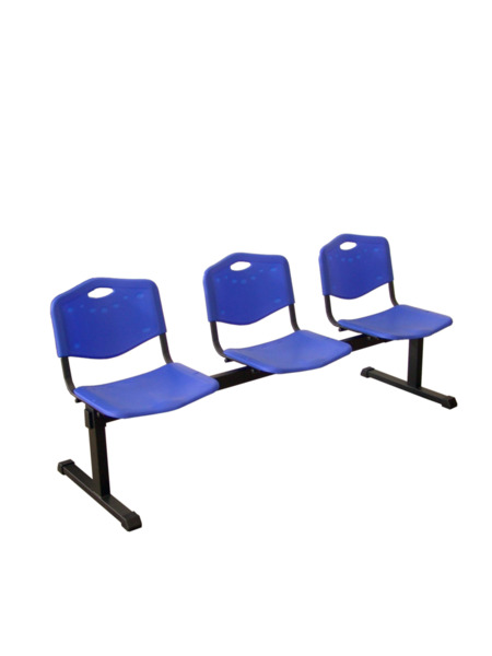 Bancada Pozohondo 3 plazas con asiento en plástico inyectado azul (1)