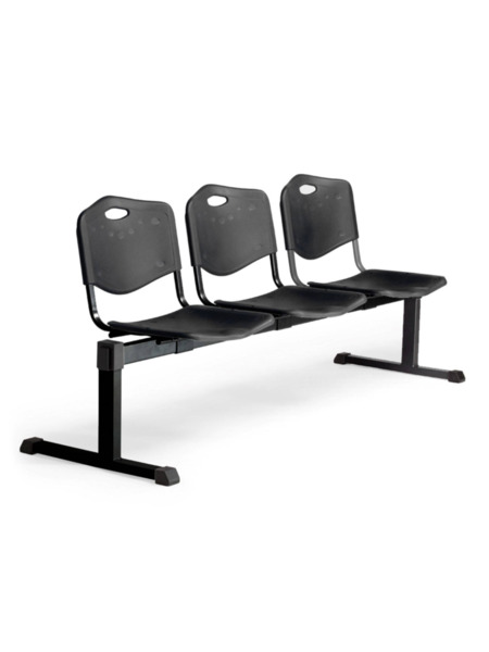 Bancada Pozohondo 3 plazas con asiento en plástico inyectado negro (1)
