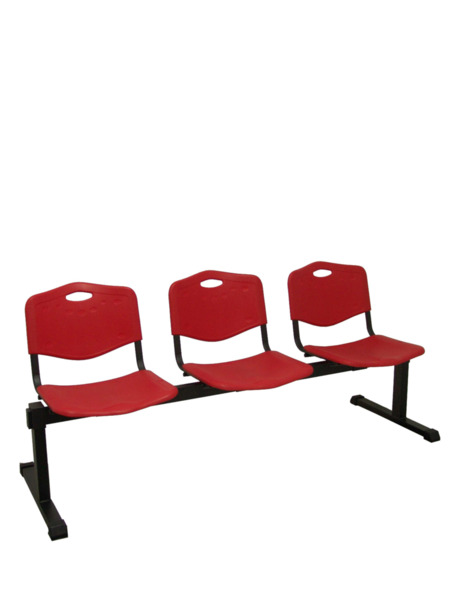 Bancada Pozohondo 3 plazas con asiento en plástico inyectado rojo (1)