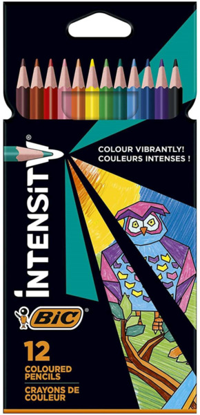 Bic Intensity Color Up Caja de 12 Lapices Triangulares de Colores Surtidos - Fabricados en Resina - Mina Ultraresistente de 3.20