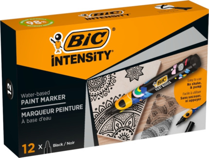 Bic Intensity Marcador de Pintura - Punta Media - Tinta con Base de Agua - 98% de Materiales Reciclados - Color Negro