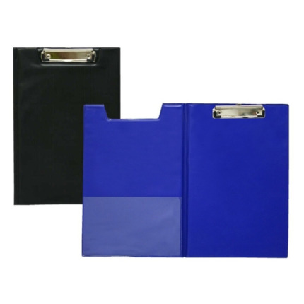 Biskmark Carpeta de PVC con Pinza Superior Metalica - TamaÃ±o Folio - Bolsillo Interior - Colores Azul/Negro Aleatorios