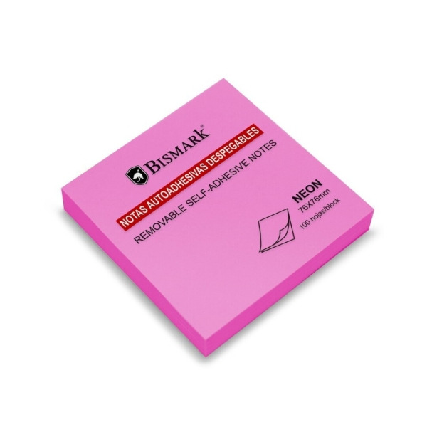Bismark Bloc de 100 Notas Adhesivas 76x76mm - Color Magenta Neon