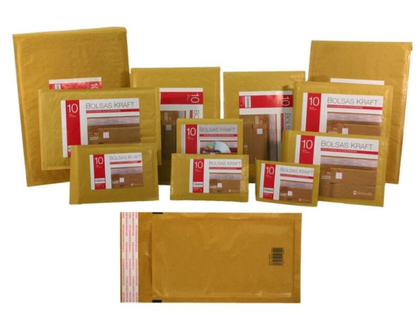 Bismark Bolsa Acolchada Kraft Nº20 350x470mm - Recubrimiento Interno de Laminas de Burbuja de Aire - Cierre Autoadhesivo - Idea