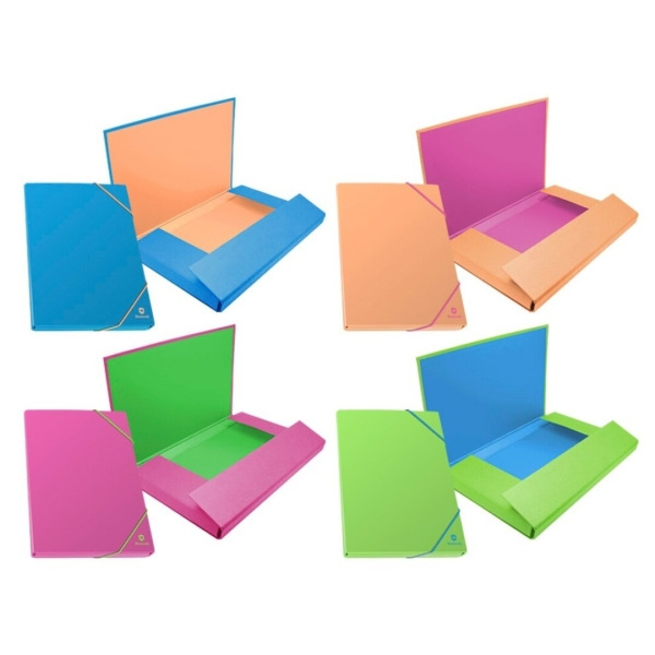 Bismark Carpeta para Proyectos - Lomo de 30mm - Fabricada en Carton - Cierre con Gomas - Colores Neon Surtidos