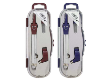 Bismark Compas Escolar con Articulacion y Adaptador Universal - Incluye Tubo de Minas - Presentado en Estuche de Plastico - 2 Colores Aleatorios