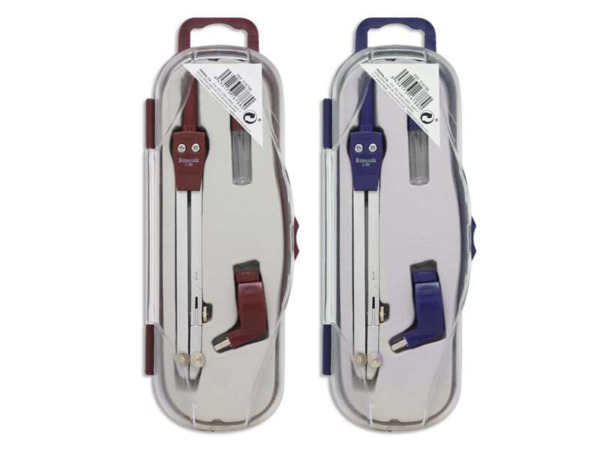 Bismark Compas Escolar con Articulacion y Adaptador Universal - Incluye Tubo de Minas - Presentado en Estuche de Plastico - 2 Co