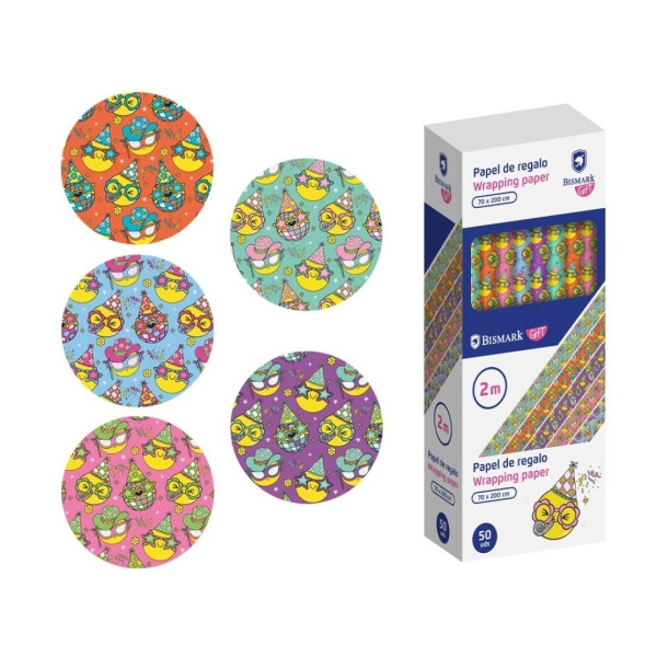 Bismark Emojies Rollo de Papel Regalo - Medidas 70cmx200cm - 5 DiseÃ±os Diferentes