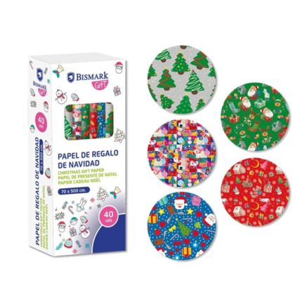 Bismark Navidad Juguetes Rollo de Papel Regalo - Medidas 70cmx500cm - 5 DiseÃ±os Diferentes