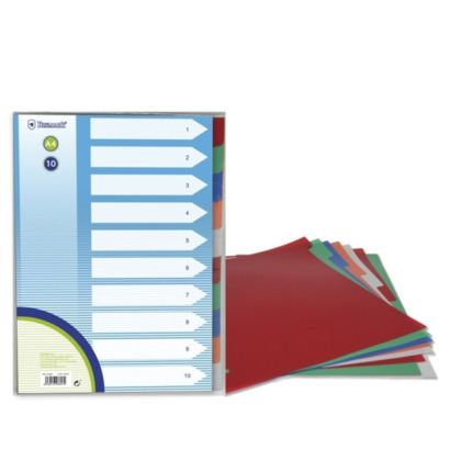 Bismark Pack de 10 Separadores de Polipropileno - TamaÃ±o A4 - Multitaladro - Colores Surtidos