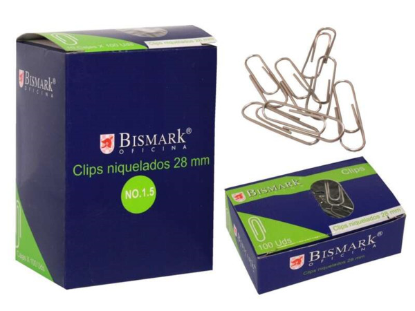 Bismark Pack de 100 Clips NÂº1.5 28mm - Niquelados