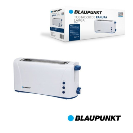Blaupunkt BP4001 Tostadora Ranura Larga 1000W - 6 Niveles de Tostado con Termostato - Funcion Recalentar y Descongelar - Boton de Parada Rapida - Bandeja Recogemigas Extraible - Color Blanco