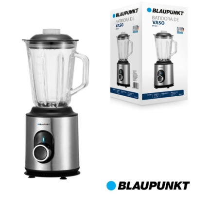 Blaupunkt BP4002 Batidora de Vaso 1000W con Jarra de Cristal 1.5L - 2 Velocidades + Turbo - Cuchillas de Acero Inoxidable - Funcion Pulse - Pies Antideslizantes - Apta para Lavavajillas - Color Negro
