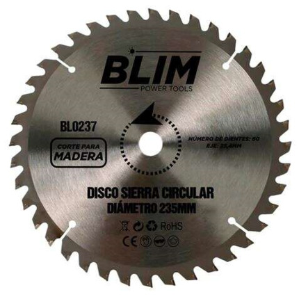 Blim Disco Corte de Madera para Sierra 235mm - 60 Dientes con Recubrimiento en Carburo de Tungsteno