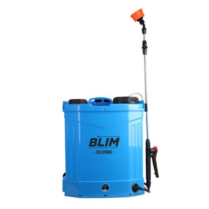 Blim Sulfatadora de Espalda a Bateria 12V 20L - Doble Bomba - Rango de Presion 0 - 0.65mpa - Tanque Ergonomico - Asa Superior - Regulador de Potencia - Lanza Inoxidable - Color Azul
