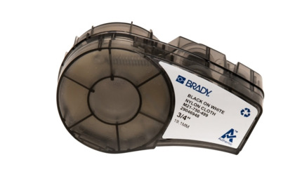 Brady M21-750-499 Cinta de Etiquetas Original de Nylon - Texto Negro sobre Fondo Blanco - Ancho 19,05mm x 4,88m