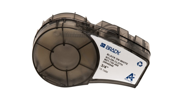 Brady M21-750-499 Cinta de Etiquetas Original de Nylon - Texto Negro sobre Fondo Blanco - Ancho 19,05mm x 4,88m