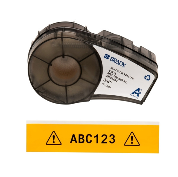 Brady M21-750-595-YL Cinta de Etiquetas Original Vinilo - Texto Negro sobre Fondo Amarillo - Ancho 19,05mm x 6,40m