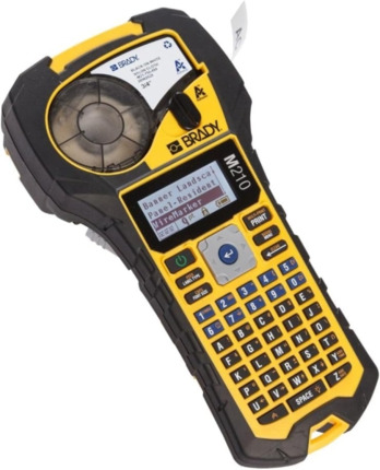 Brady M210 Impresora de Etiquetas Portatil - Pantalla LCD - ResoluciÃ³n: 203ppp - Anchura Maxima de la Etiqueta 19.05mm - Color Amarillo/Negro