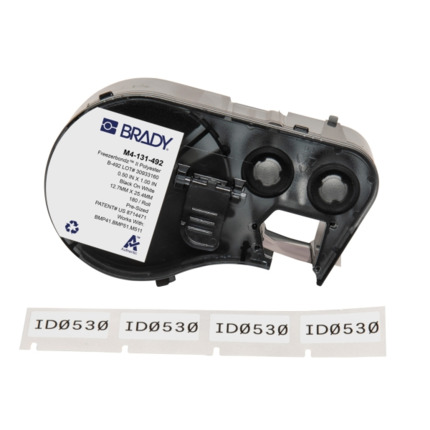 Brady M4-131-492 Cinta de Etiquetas Original Poliester Ultrafinas para Laboratorio - Texto Negro sobre Fondo Blanco - Ancho 25,40mm x Alto 12,70mm