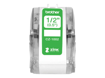 Brother CZ1002 Rollo de Etiquetas Originales de Tamaño Personalizado - Ancho 12mm x 5 metros - Zero Ink