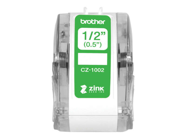 Brother CZ1002 Rollo de Etiquetas Originales de Tamaño Personalizado - Ancho 12mm x 5 metros - Zero Ink