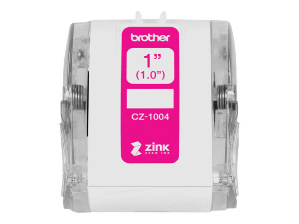 Brother CZ1004 Rollo de Etiquetas Originales de Tamaño Personalizado - Ancho 25mm x 5 metros - Zero Ink
