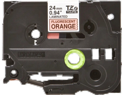 Brother TZeB51 Cinta Laminada Fluorescente Original de Etiquetas - Texto negro sobre fondo blanco - Ancho 24mm x 5 metros