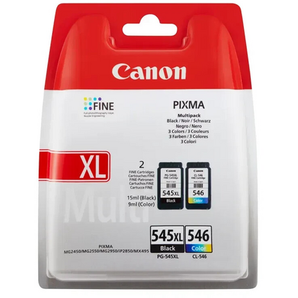 Canon PG545XL Negro + CL546 Color Pack de 2 Cartuchos de Tinta Originales  - 8286B010