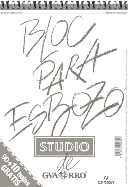Canson Bloc para Esbozo A4 90+10 Hojas Gratis - Grano Ligero 90gr - Formato Album con Espiral Microperforado - Color Blanco Natu