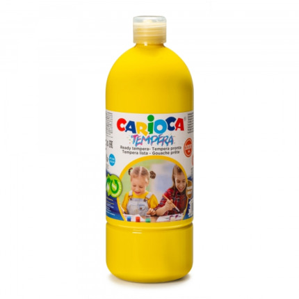 Carioca Botella de Tempera - 1000ml - Colores Superlavables - Faciles de Mezclar - Aplicable en Materiales Porosos - Alta Opacidad - Color Amarillo