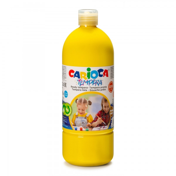 Carioca Botella de Tempera - 1000ml - Colores Superlavables - Faciles de Mezclar - Aplicable en Materiales Porosos - Alta Opacid