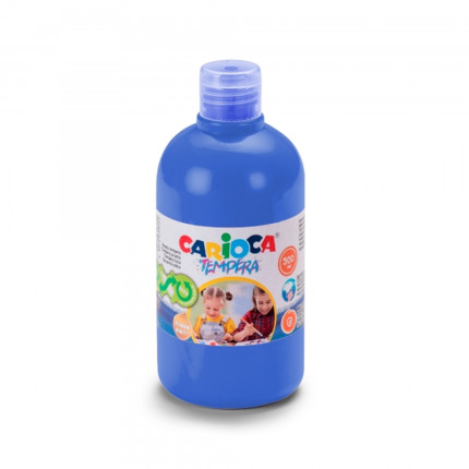 Carioca Botella de Tempera 500ml - Colores Superlavables - Faciles de Mezclar - Aplicable en Materiales Porosos - Alta Opacidad - Color Azul