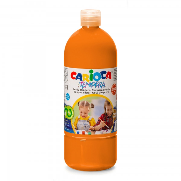 Carioca Botella Tempera 1000ml - Colores Superlavables - Faciles de Mezclar - Aplicable en Materiales Porosos - Alta Opacidad -