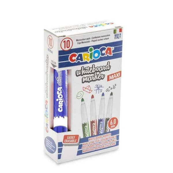 Carioca Maxi Rotulador para Pizarra Blanca - Tapa con Clip - Se Borra Facilmente - Se Seca Rapidamente - Punta de à 6mm - Color