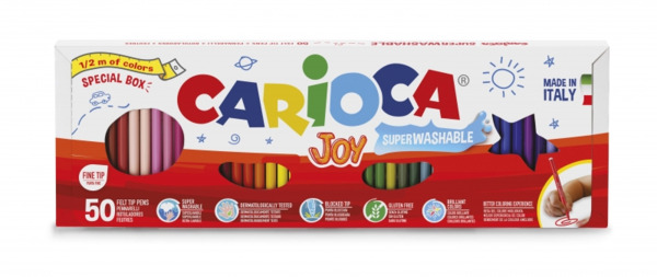 Carioca Medio Metro Pack de 50 Rotuladores - 36 Colores Diferentes - Tinta Superlavable - Punta Fina Bloqueada - Tapa Ventilada
