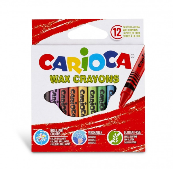 Carioca Pack de 12 Ceras Pastel - Colores Brillantes - Lavables - Cuerpo de ÃË 8mm - Colores Surtidos