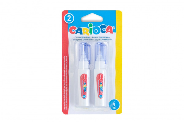 Carioca Pack de 2 Mini Boligrafos Correctores - Punta de Metal Resistente y Precisa - Apto para Todo Tipo de Papel - Secado Rapi