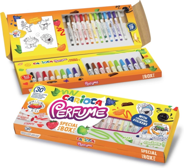 Carioca Perfume Pack de 30 Rotuladores Perfumados - 12 Punta Media, 10 Punta Maxi y 8 Punta Maxi y Punta con Sellos - Ideales pa