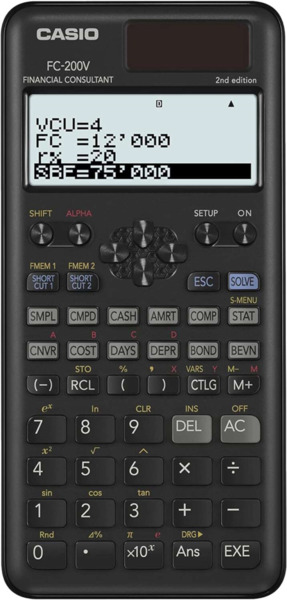 Casio FC200V Calculadora Financiera - Pantalla de 4 Lineas - Visualizacion de Varios Parametros al mismo Tiempo - Teclas de Acce