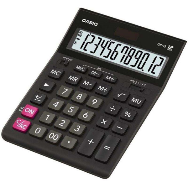 Casio GR-12C Calculadora de Sobremesa de 12 Digitos - Pantalla Extragrande - Simbolos de Comando de Funcion - Alimentacion Solar